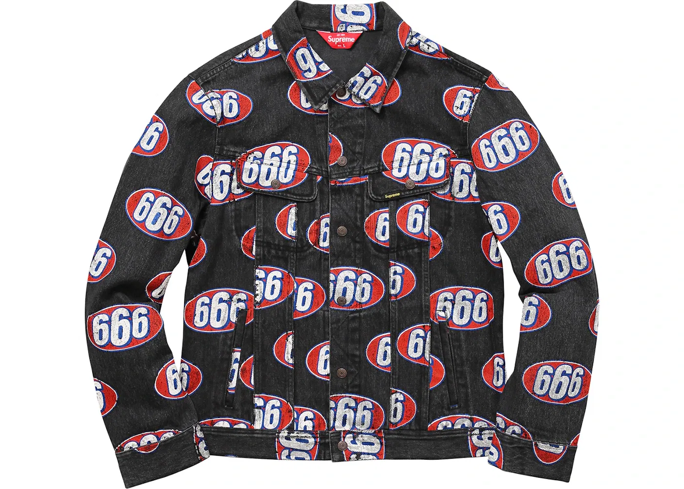 Мужская джинсовая куртка Supreme 666 Denim Trucker Jacket, Black