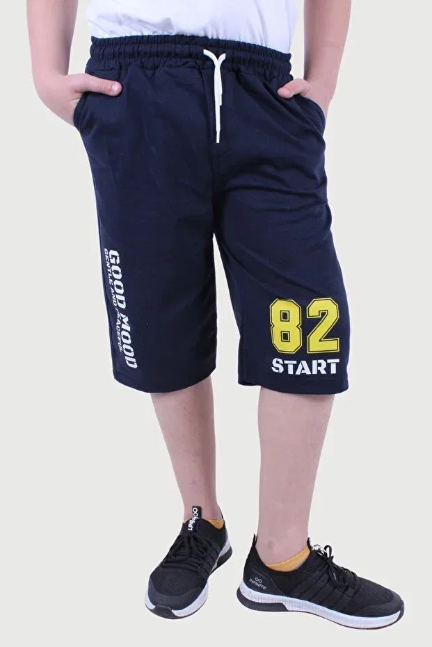 Детские шорты для мальчиков с принтом Fyk Collection, Navy Blue — фото 3