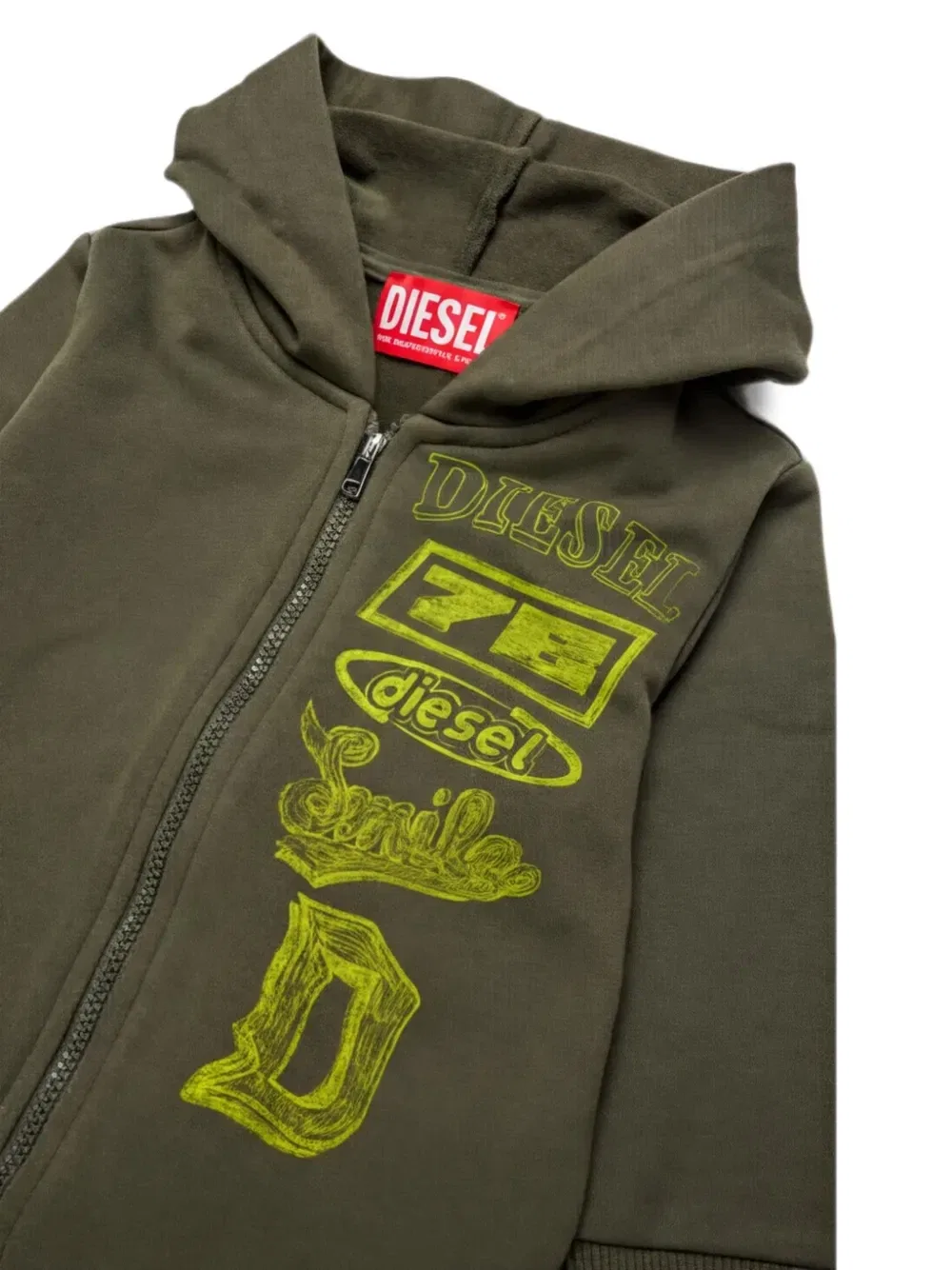 Толстовка на молнии с логотипом Diesel Kids, зеленый — фото 3
