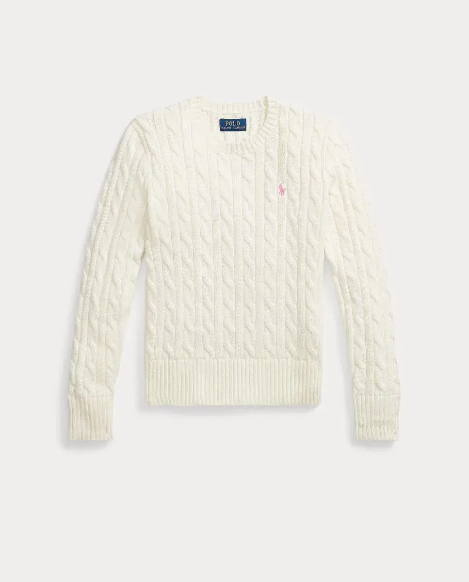 Детский джемпер для девочек хлопковый Polo Ralph Lauren, Blanco — фото 4