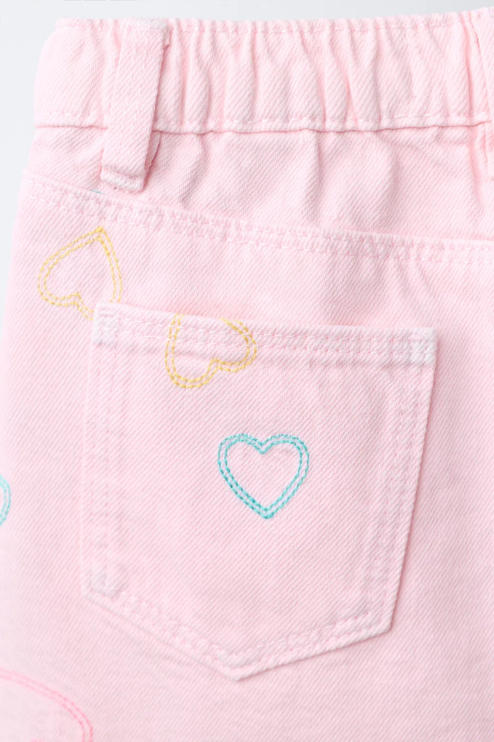 Юбка из саржи с вышитыми сердечками ZARA, Pink — фото 4