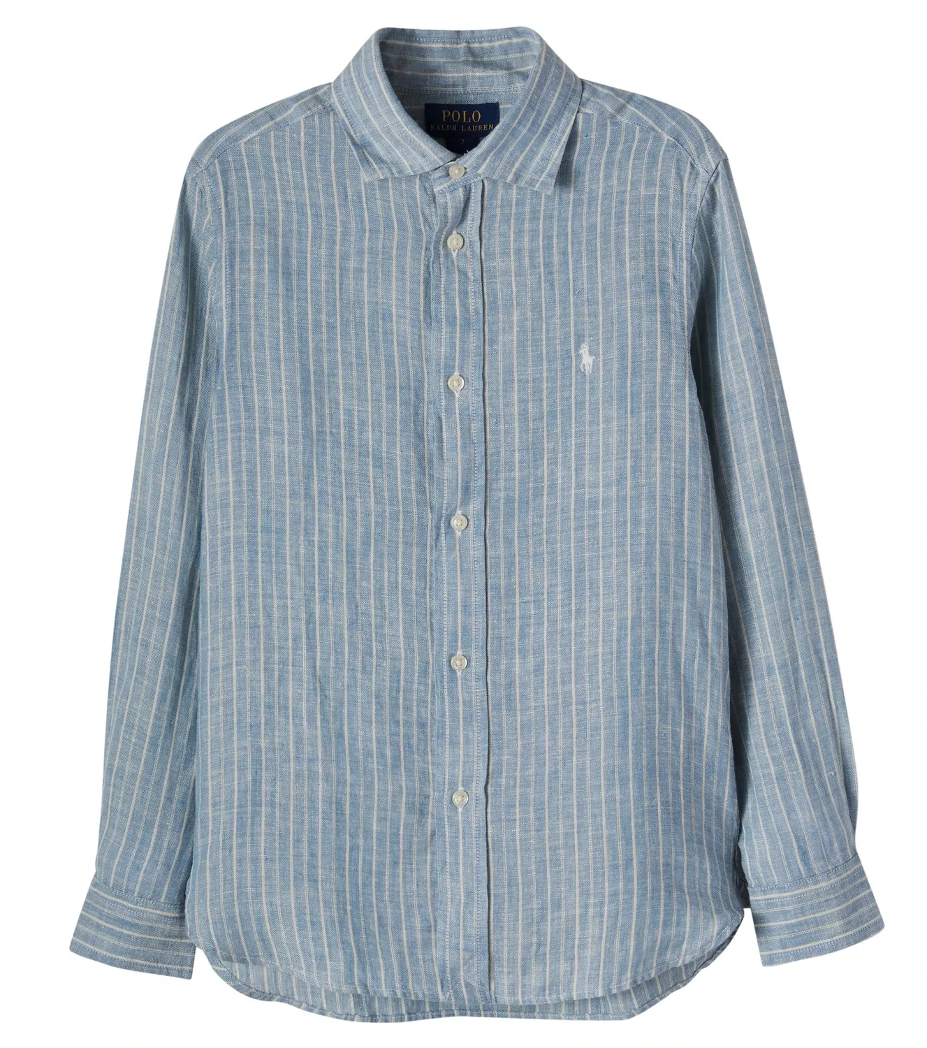 Льняная рубашка с длинным рукавом Polo Ralph Lauren Kids, синий