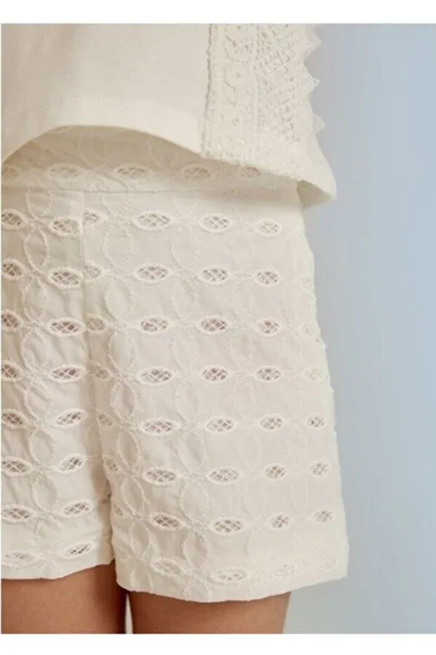 Детские шорты для девочек с вышивкой pico embroidery shorts 5231 Abel & Lula, White — фото 4