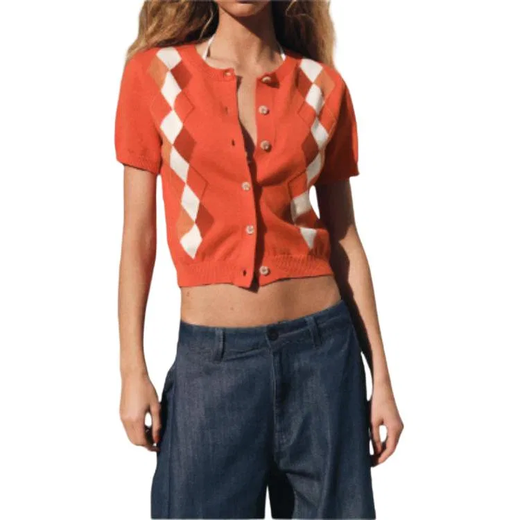 Женский свитер с круглым вырезом Orange ZARA, Orange — фото 4