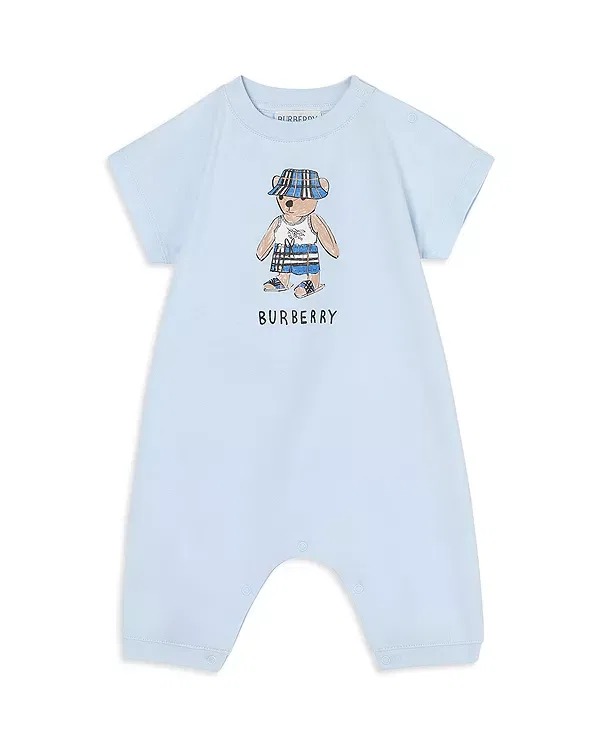Детский боди-комбинезон с коротким рукавом Bear Graphic Burberry, Ice Blue — фото 3