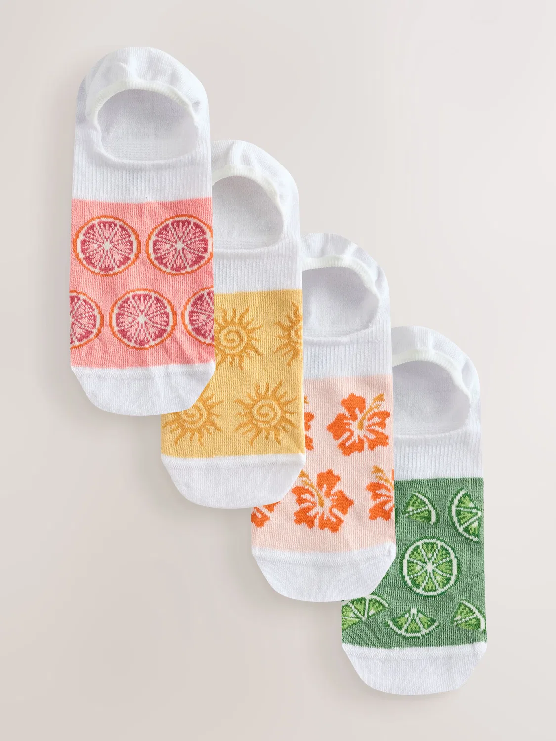 Носки невидимки 4 пары, White/Bright Fruits Next