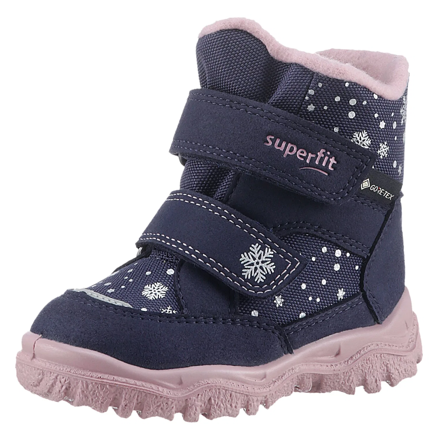 Детские зимние ботинки Snowboots Superfit, Dark Blue-Pink Snowflakes