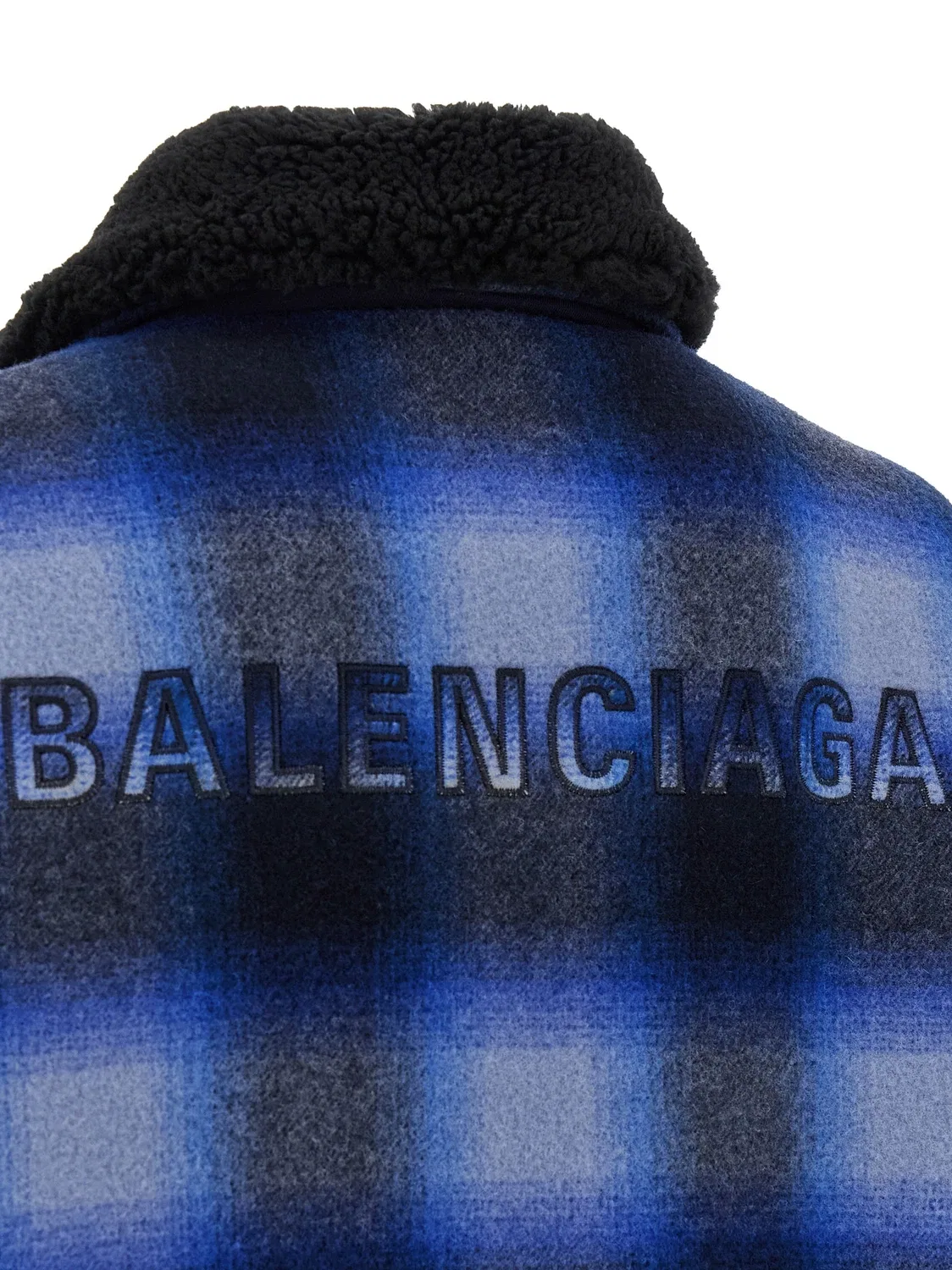 Фланелевый бомбер Balenciaga, синий — фото 4