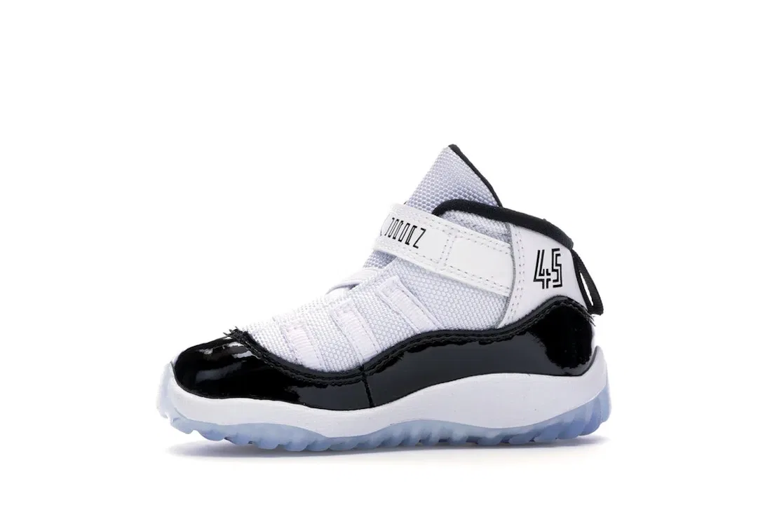 Детские кроссовки с кожаным верхом Jordan 11 Retro Concord (2018) TD Jordan, White/Black-Concord — фото 3