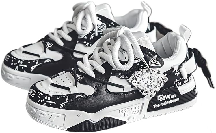 

Кроссовки для скейтборда больших размеров с цветными вставками для мужчин - удобные, с нескользящей подошвой, на шнуровке, дышащие, повседневные с поддержкой свода стопы для активного отдыха на улице Clolinde, белый/черный