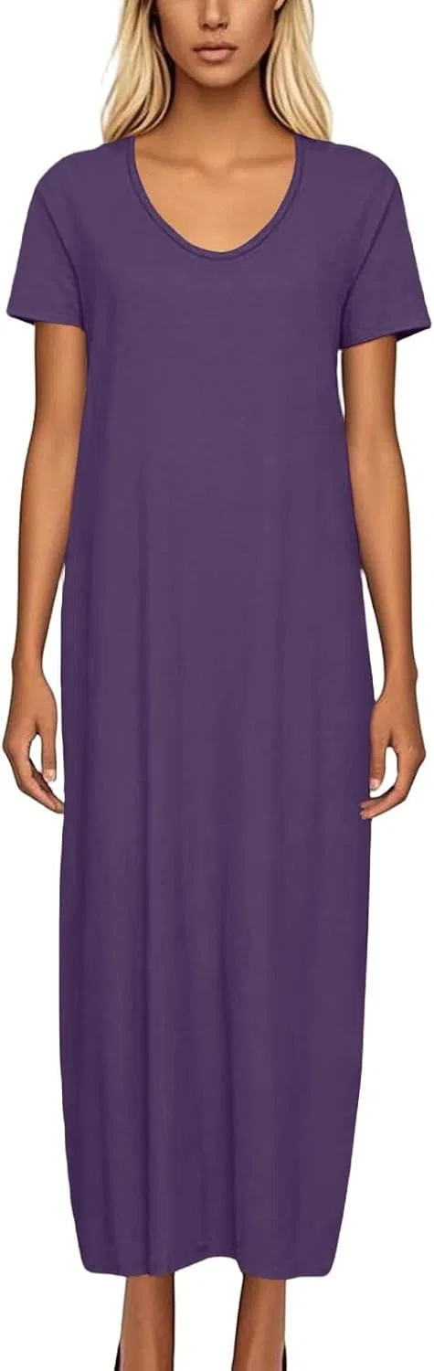 Женское платье-миди с V-образным вырезом Shift Dress, Purple — фото 2