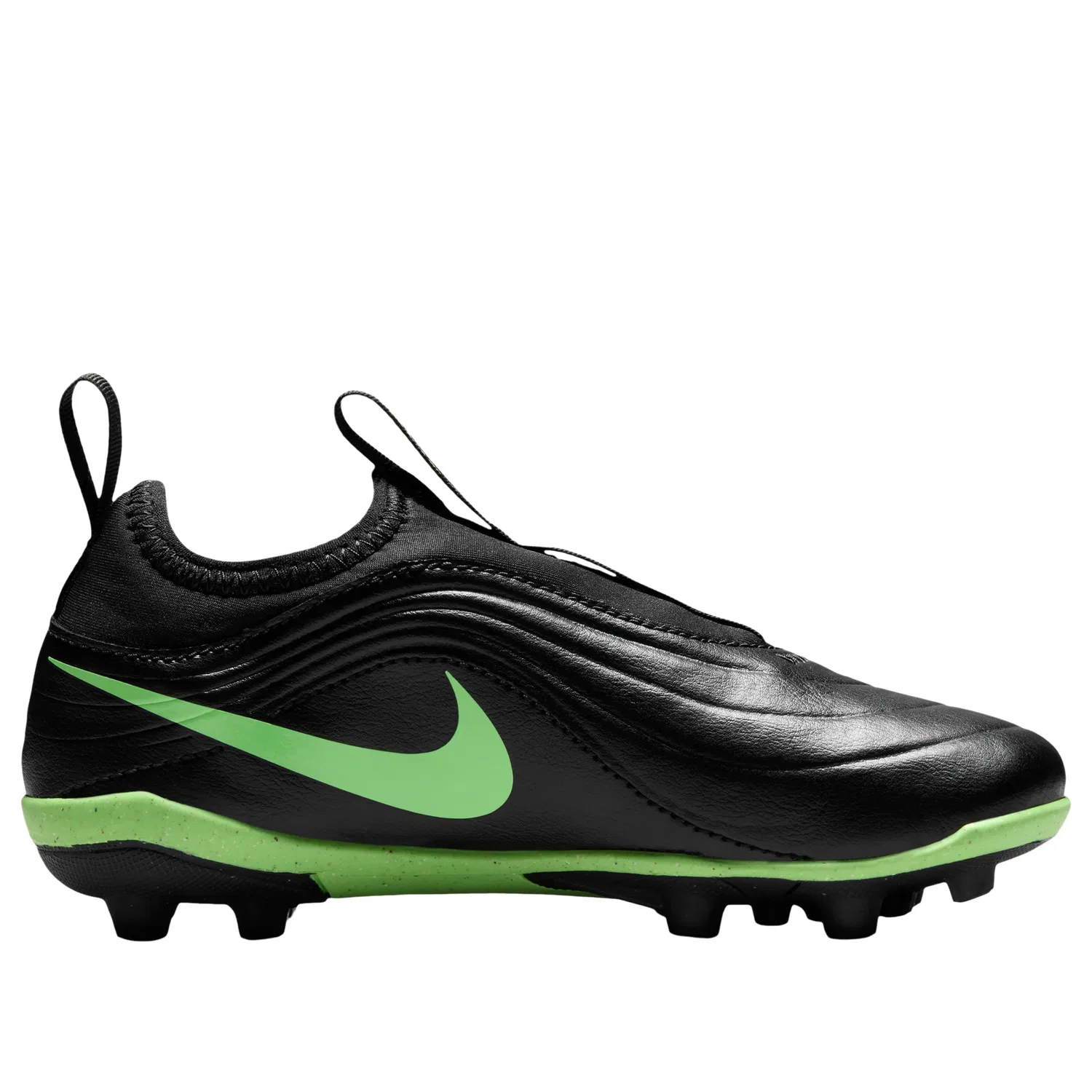 Детские кроссовки с кожаным верхом Jr. Tiempo Maestro Club Flex 'Black Illusion Green' Nike, Black/Illusion Green — фото 2