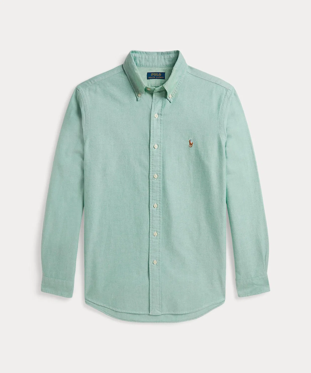 Мужская классическая рубашка с длинным рукавом однотонная POLO RALPH LAUREN, Зеленый — фото 2