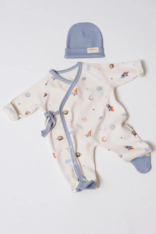 Детский комбинезон для мальчиков с принтом Space Printed Babylim, Beige