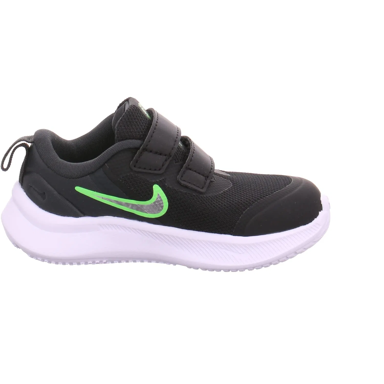 Детские кроссовки для мальчиков с застежкой-шнурками Star Runner 3 NIKE, Black Chrome Dark Smoke Grey Green Strike — фото 3