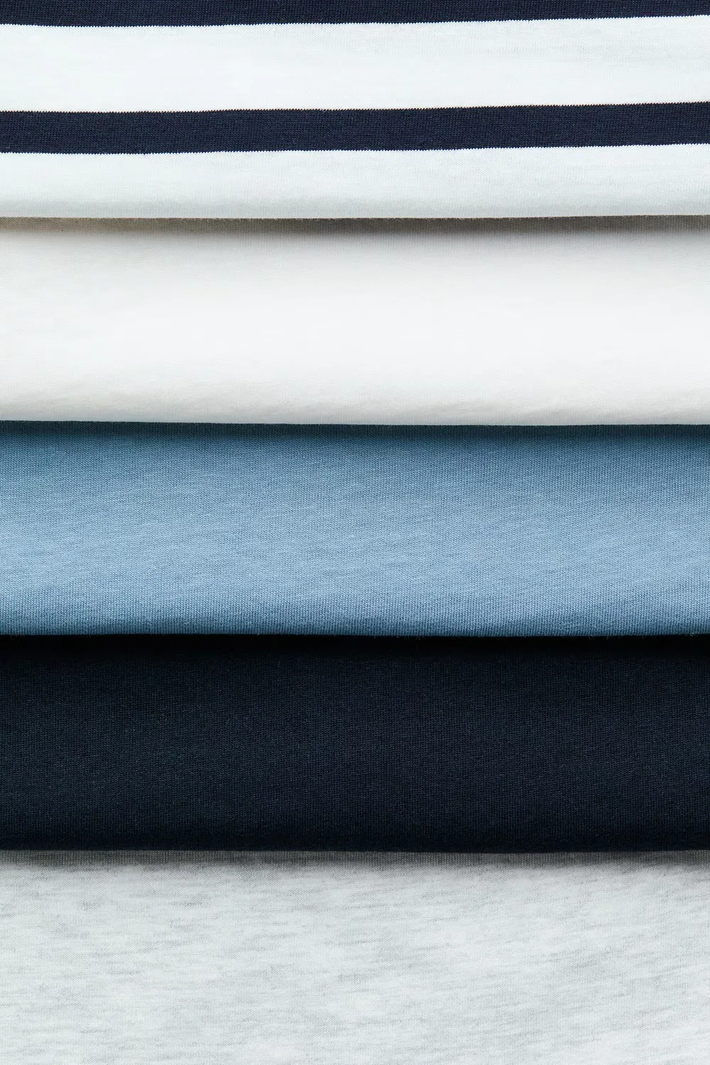 Комплект из 5 длинных рукавов из хлопка H&M, Weiß/Marineblau Gestreift — фото 2