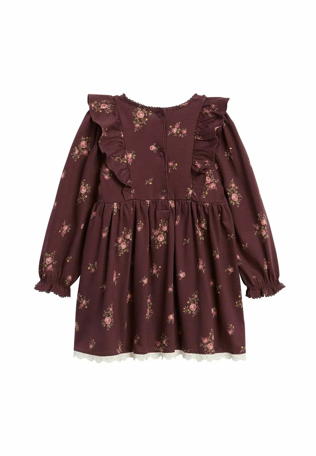 Платье с цветочным принтом и оборками - трикотажное платье Newbie, Wine Red — фото 2