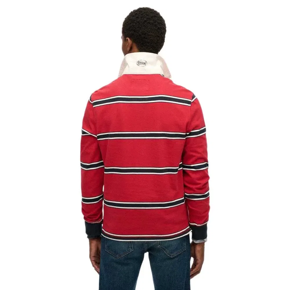 Мужская футболка с длинным рукавом с принтом Vintage Athletic Stripe Rugby Superdry, Red — фото 2