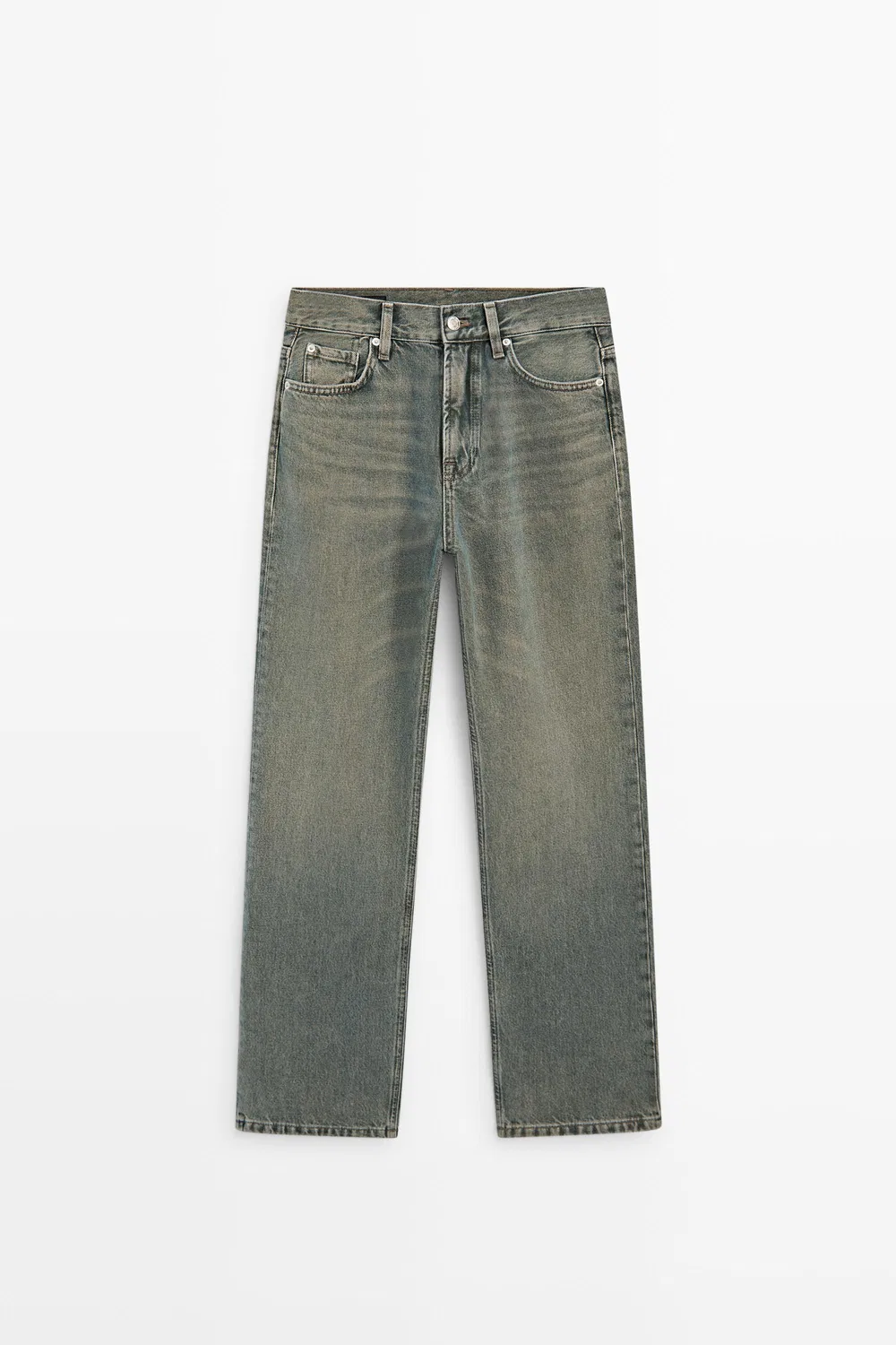 Джинсы Massimo Dutti High-Waist Straight-Leg, синий — фото 2