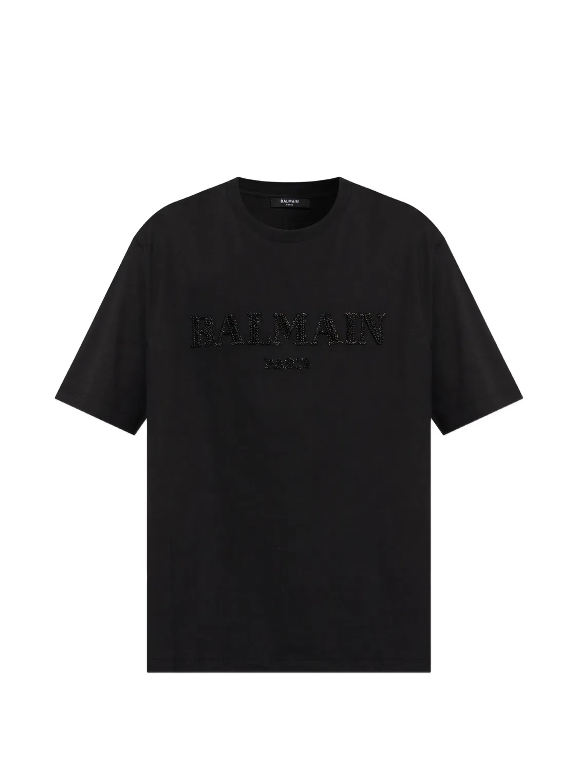 Футболка с кристаллами - черная Balmain, черный
