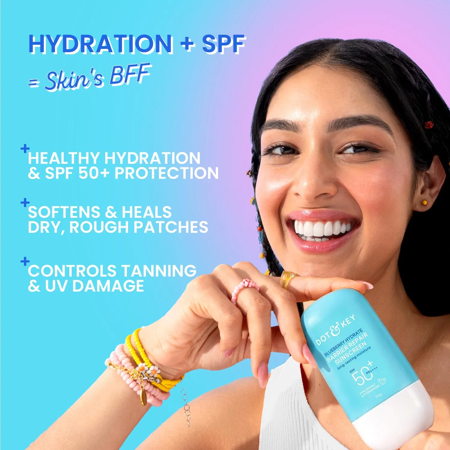 Солнцезащитный крем SPF 50+ PA++++ с черникой и 5 керамидами Dot & Key, 80 мл — фото 2