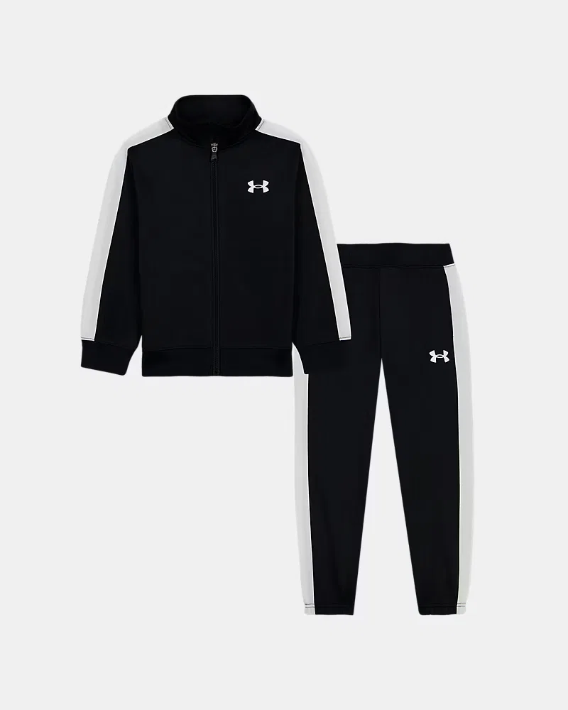 Спортивный костюм для мальчиков утепленный, куртка и брюки, UA Tricot Knit UnderArmour, Black/White