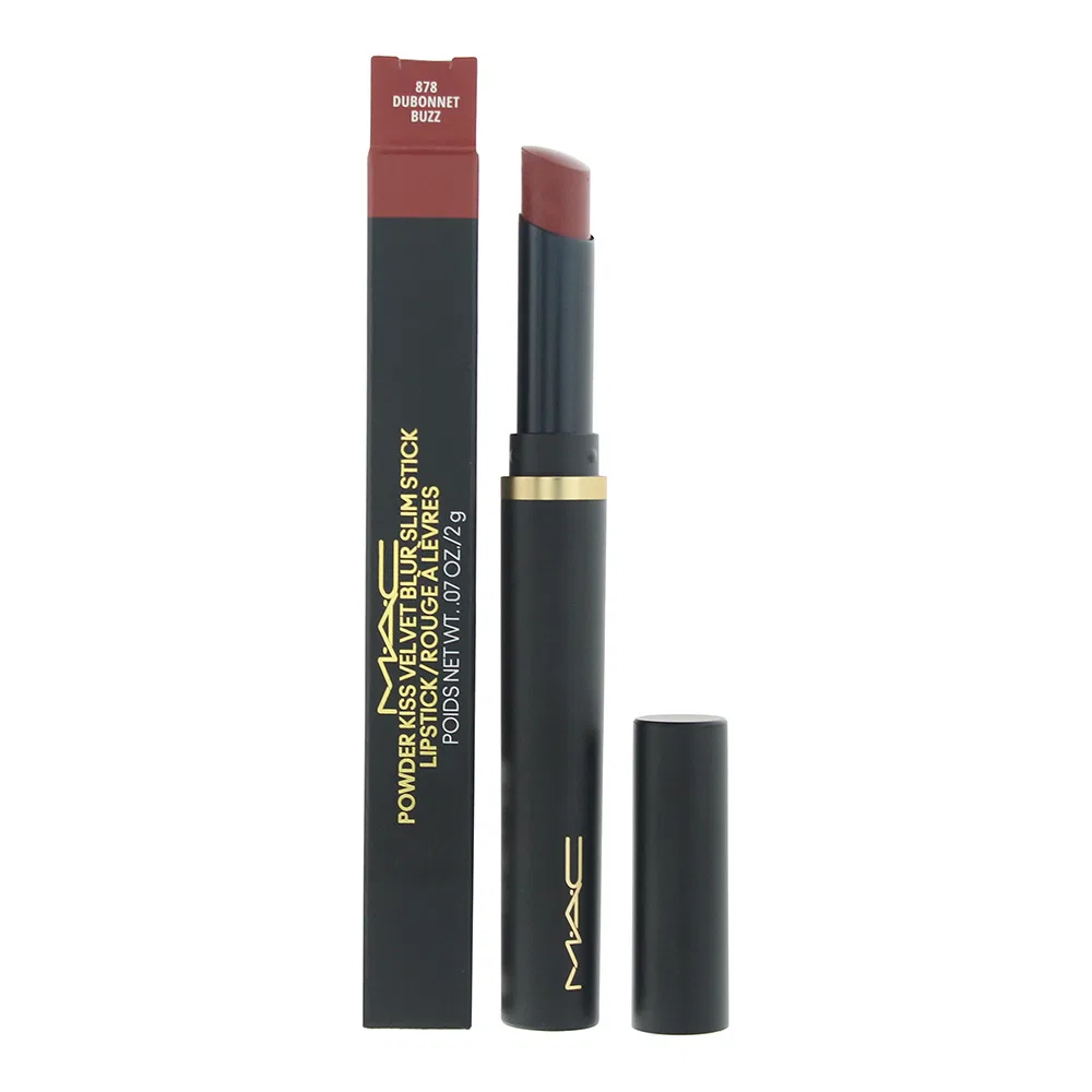 Помада-стик MAC Powder Kiss Velvet Blur Slim Stick Lipstick, 878 Dubonnet Buzz