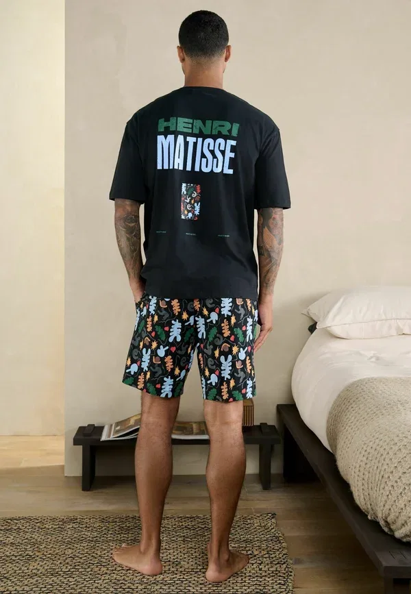 Пижамный комплект из хлопка Regular fit graphic short sleeve set Next black henri matisse Henri Matisse, черный — фото 3