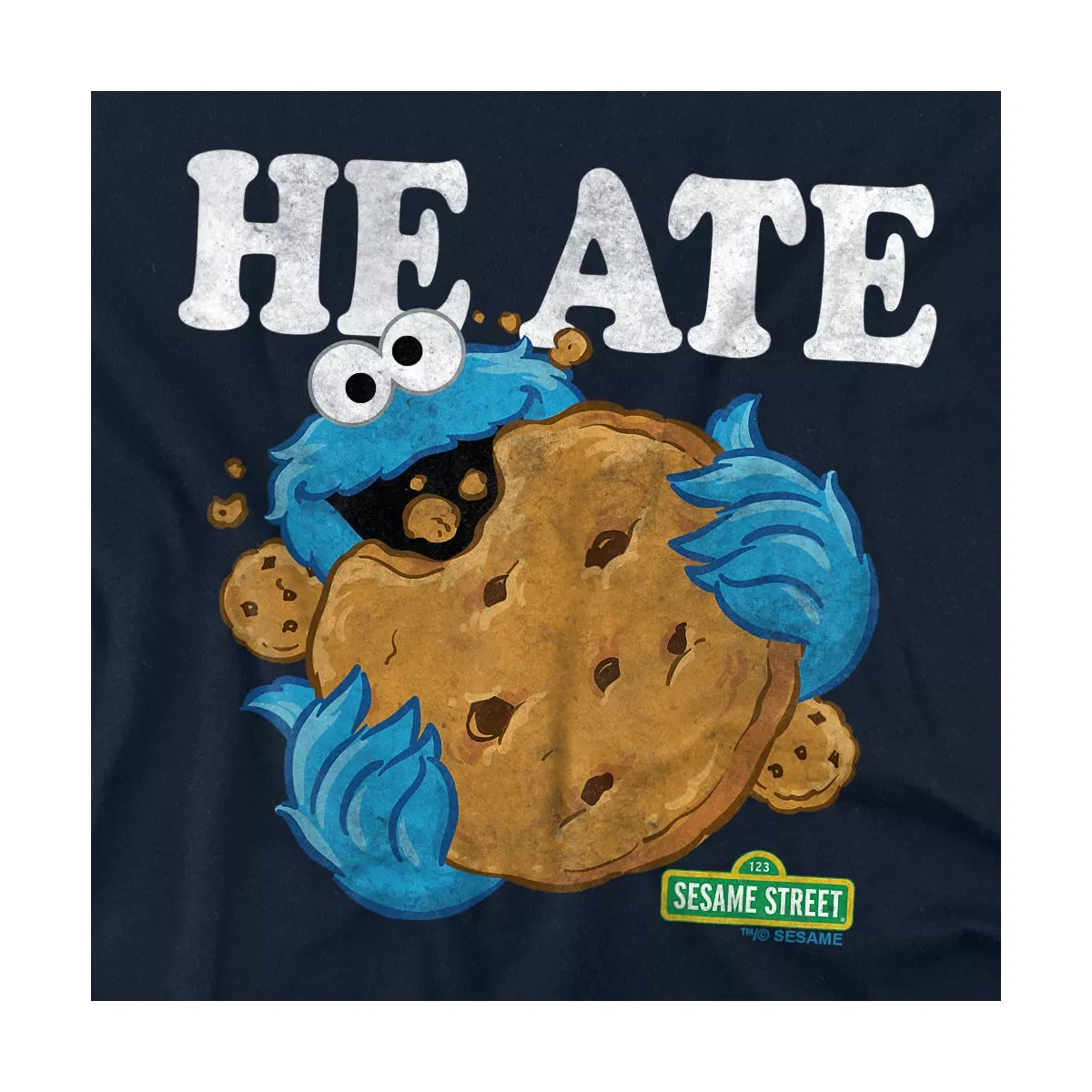 Детское боди-комбинезон с коротким рукавом Sesame Street Cookie Monster He Ate Big Cookie, Navy — фото 2