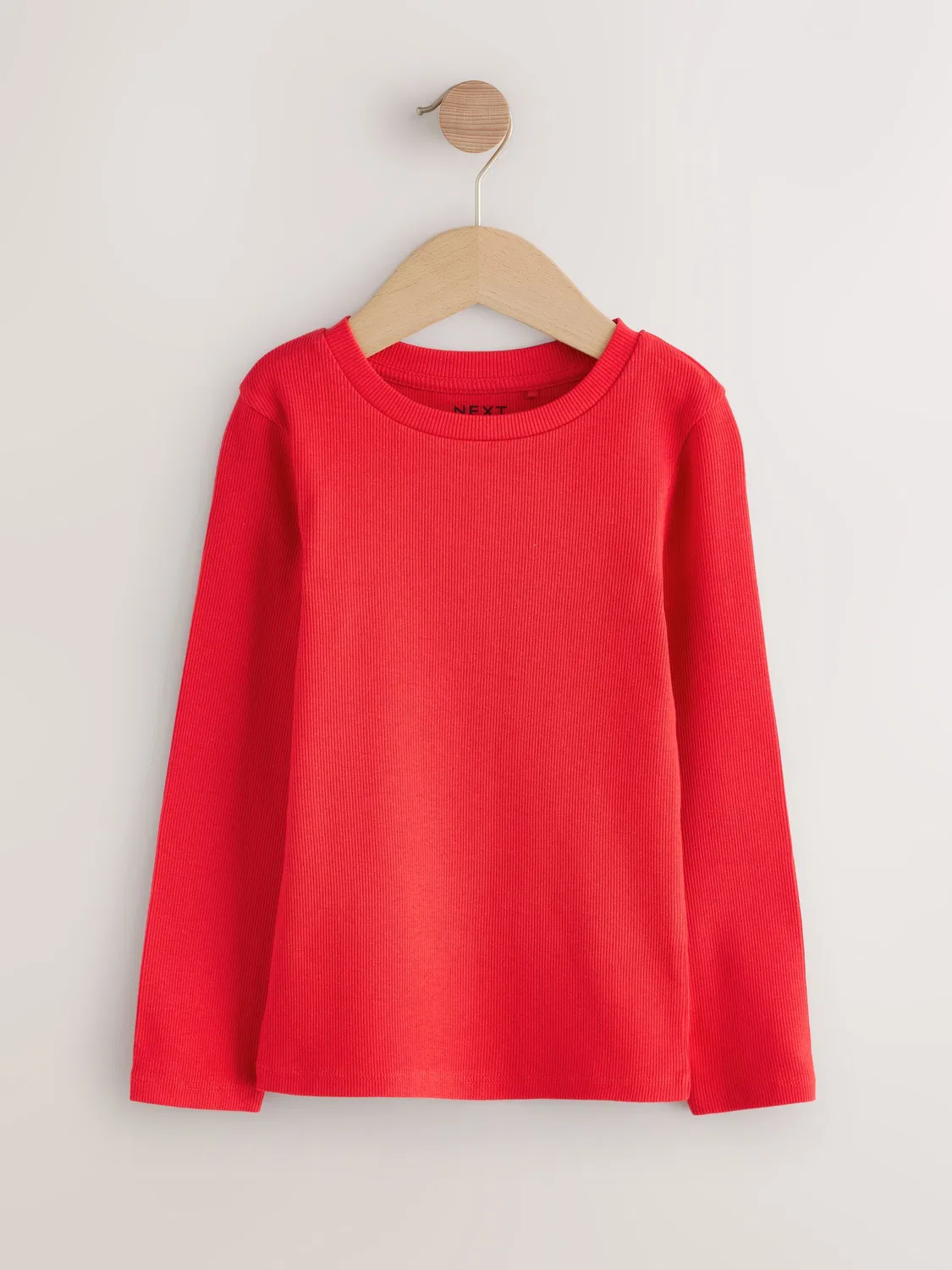 Топ с длинным рукавом, рибана, Red Long Sleeve Ribbed Top Next, красный — фото 4