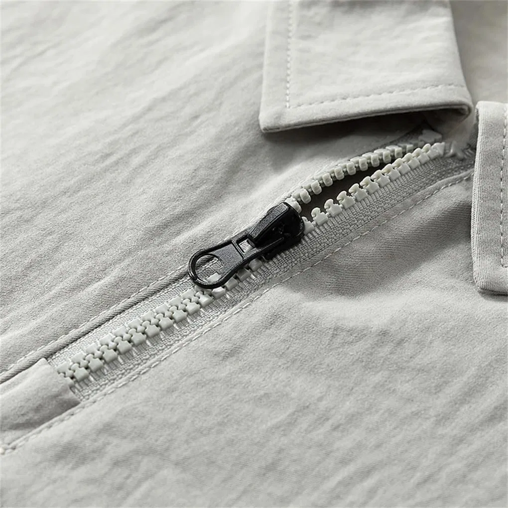 Мужская повседневная футболка поло с коротким рукавом, Light Gray — фото 3