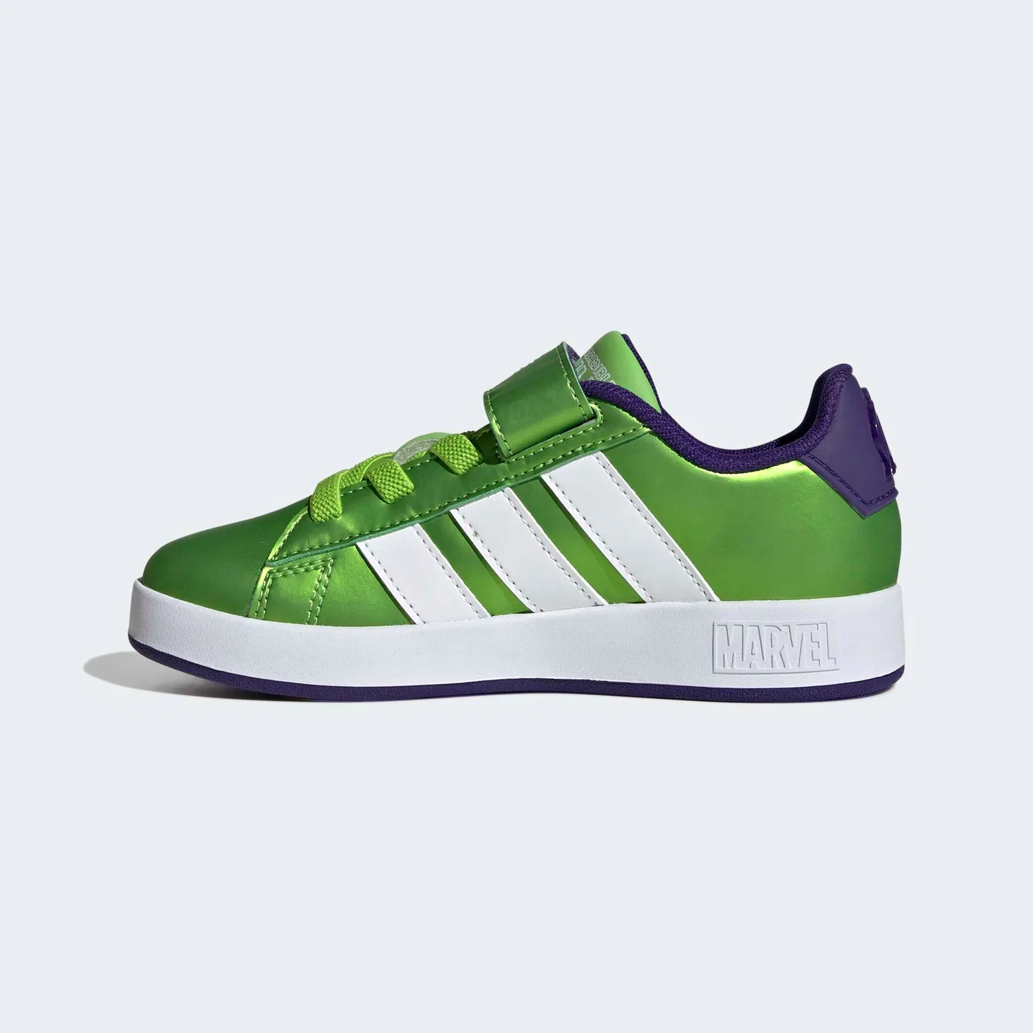 Детские кроссовки с липучкой Adidas Marvel Avengers Grand Court, Semi Solar Green/Ftwr White/Collegiate Purple — фото 3