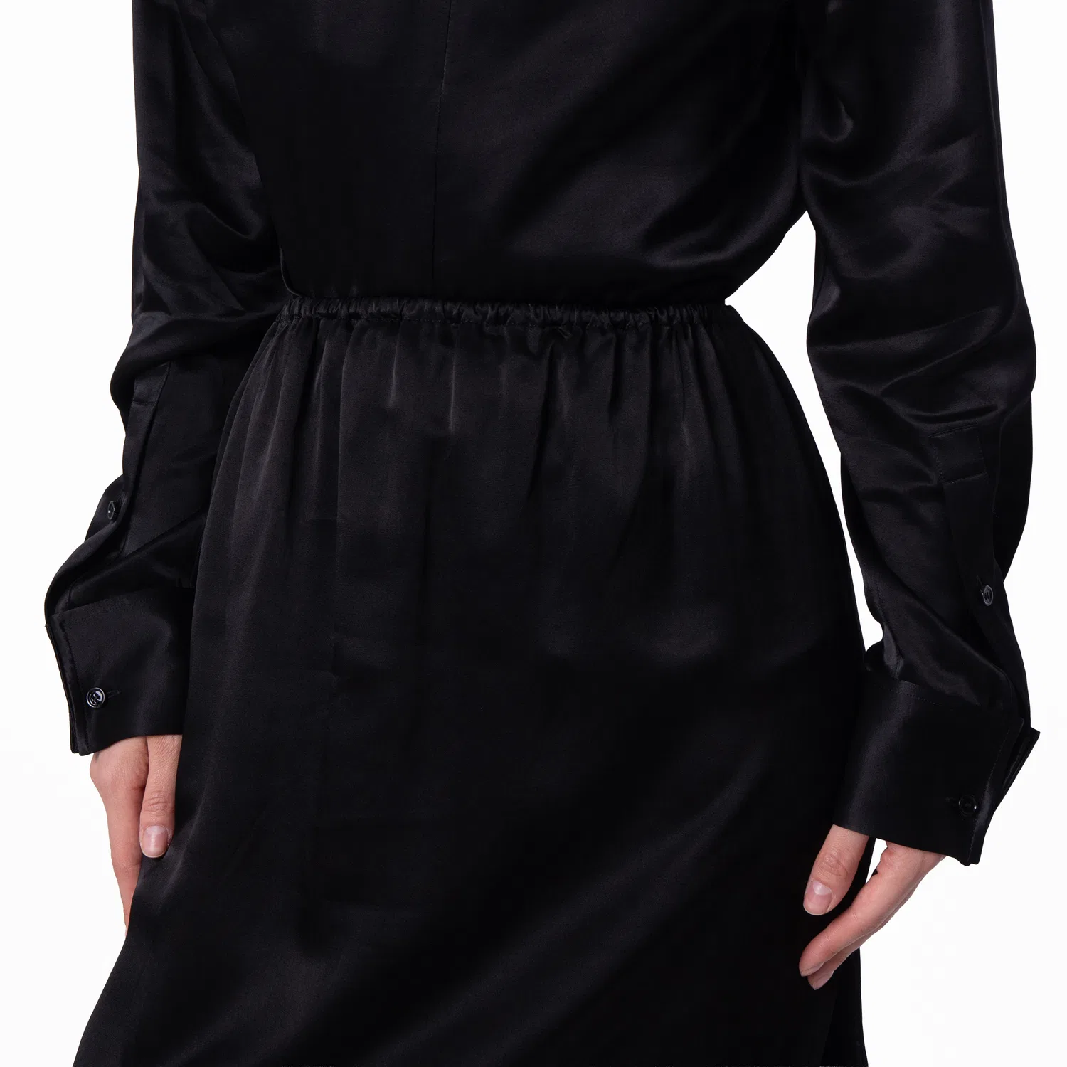 Юбка из сатина с принтом Satin Check Scarf Skirt Burberry, Black — фото 3