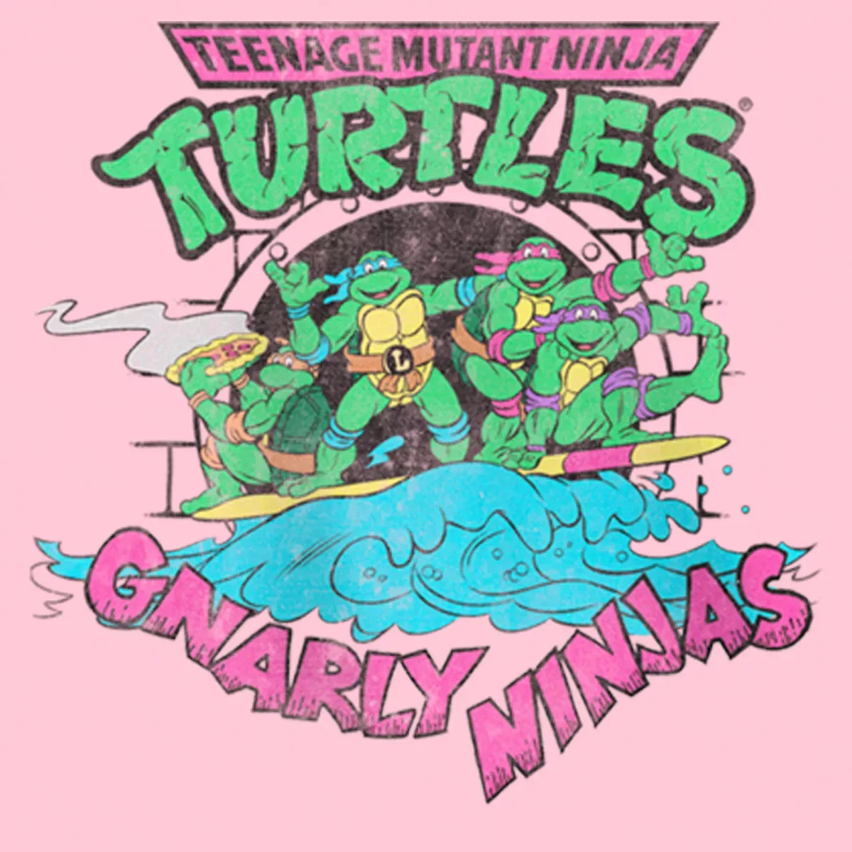 Детская футболка с принтом Gnarly Ninjas Teenage Mutant Ninja Turtles, Light Pink — фото 2
