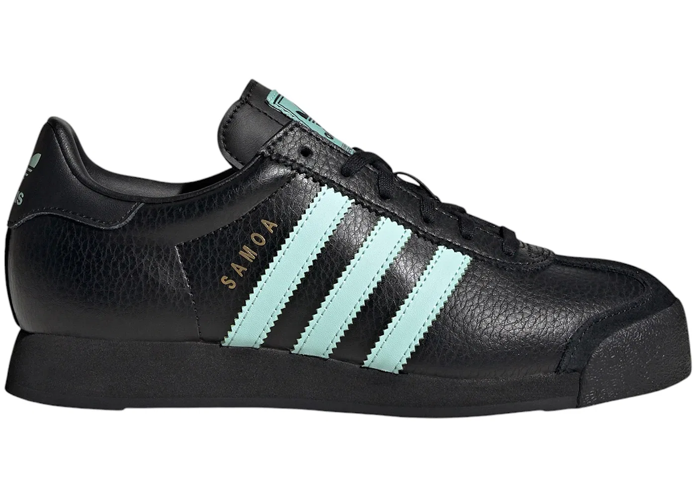 Детские кроссовки Lifestyle с золотыми элементами Adidas Samoa, Core Black/Clear Mint/Gold Metallic