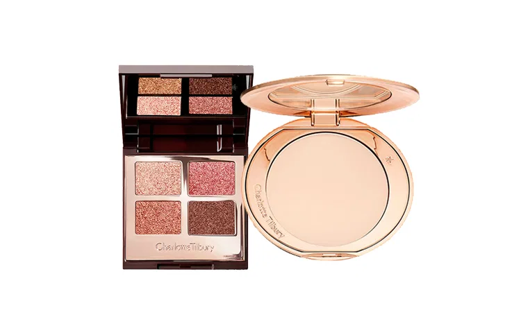 Женский набор косметики с пудрой и палеткой теней Bright Side of Life Charlotte Tilbury, Honey Pink Radiance White