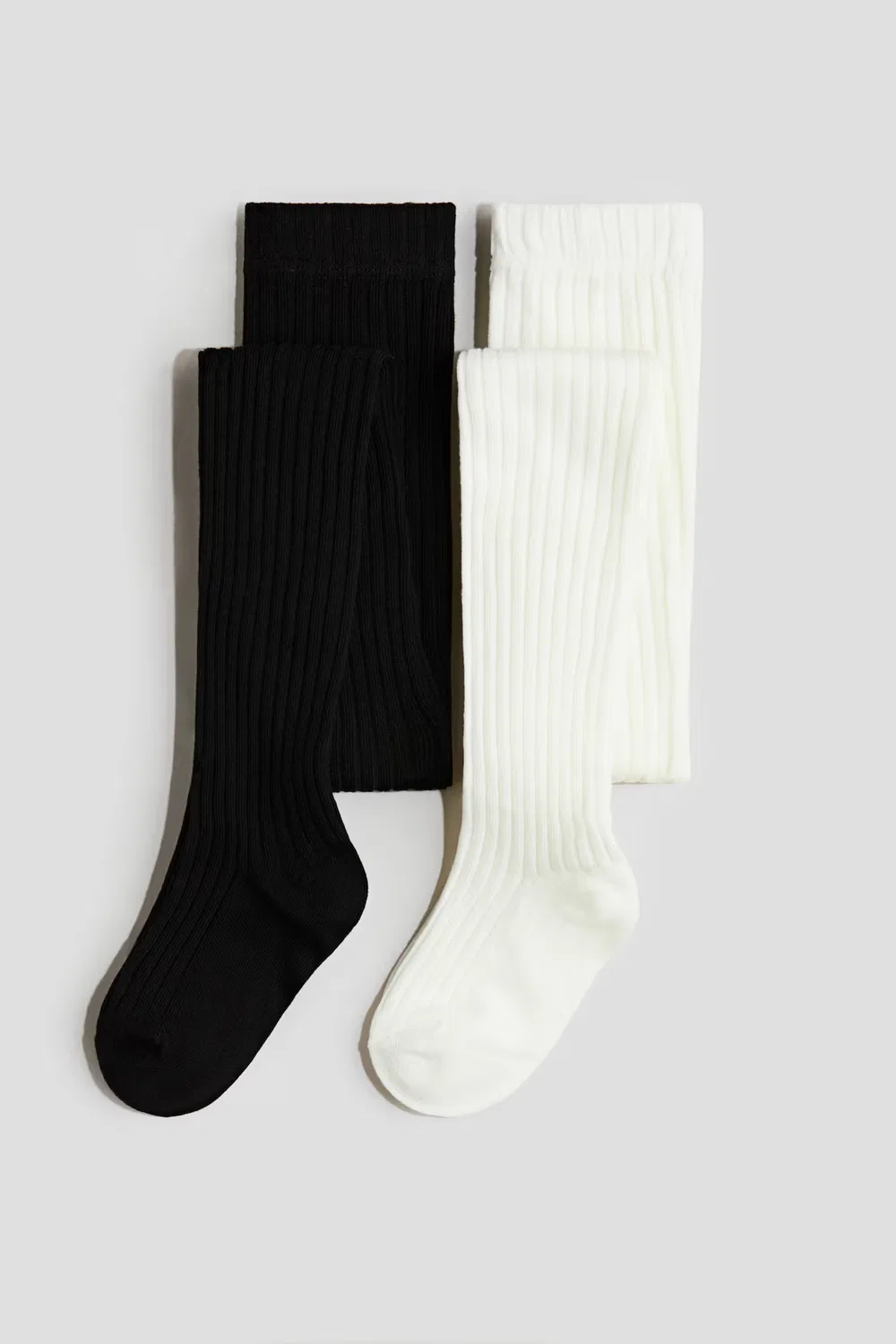 Комплект из 2 тонких вязаных колготок H&M, Weiß/Schwarz