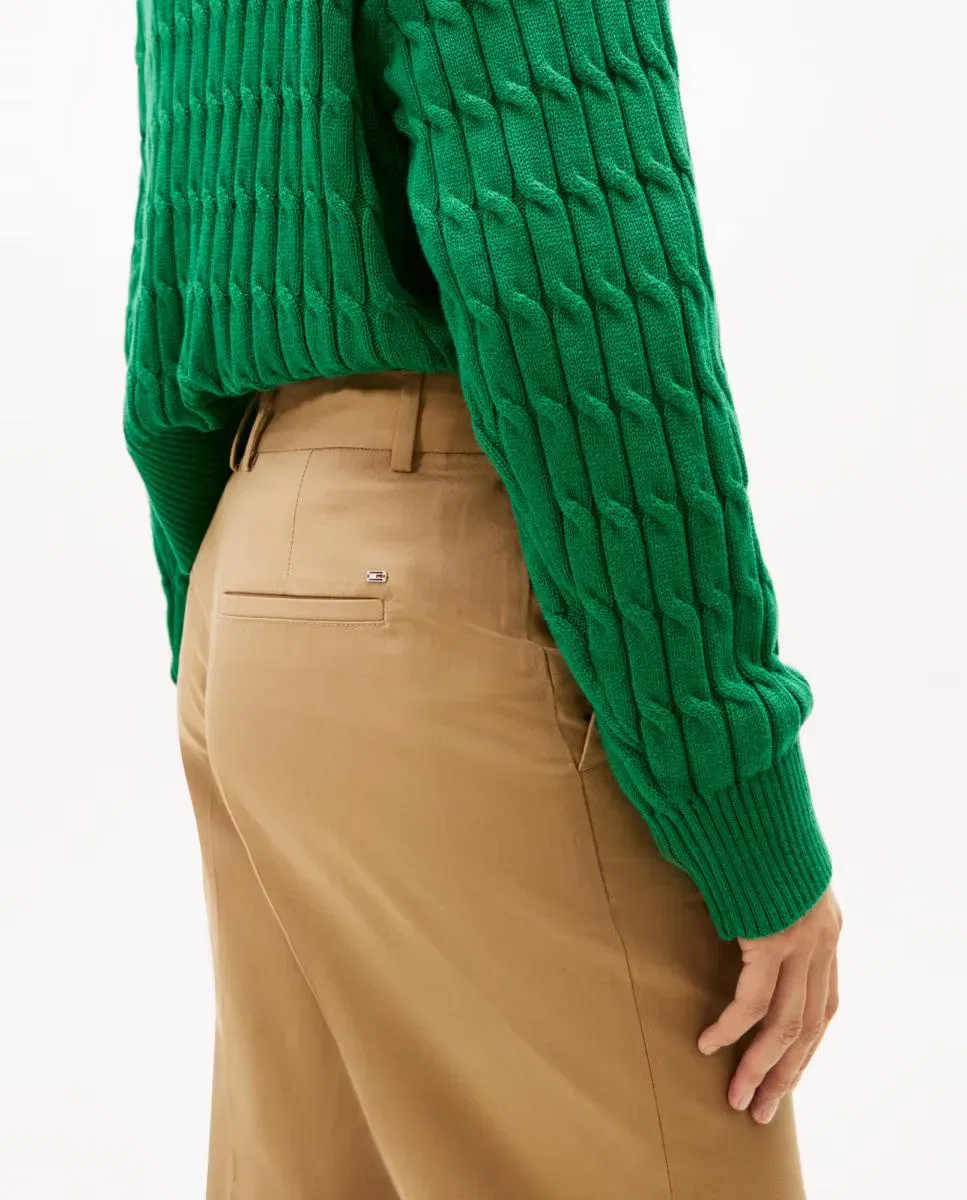 Женские прямые брюки чинос из мягкой ткани Tommy Hilfiger, Camel — фото 2