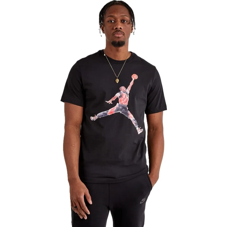 Футболка спортивная с коротким рукавом Jordan Brand Jumpman Watercolor Graphic Tshirt Black Nike, Черный