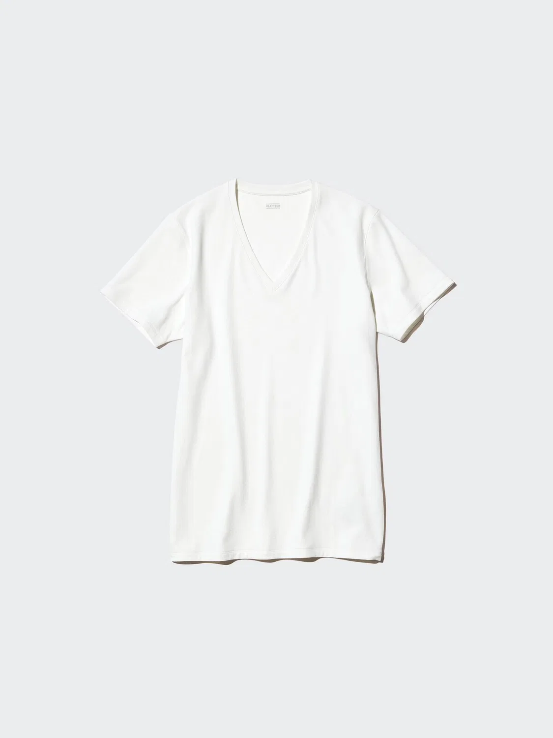 Футболка Uniqlo Heattech, хлопковая, с V-образным вырезом, кремовый — фото 2