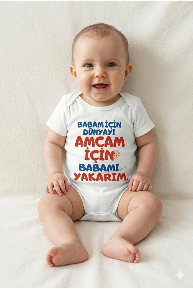 Детское боди для новорожденных с принтом I Burn The World For Dad Hazden, White — фото 2