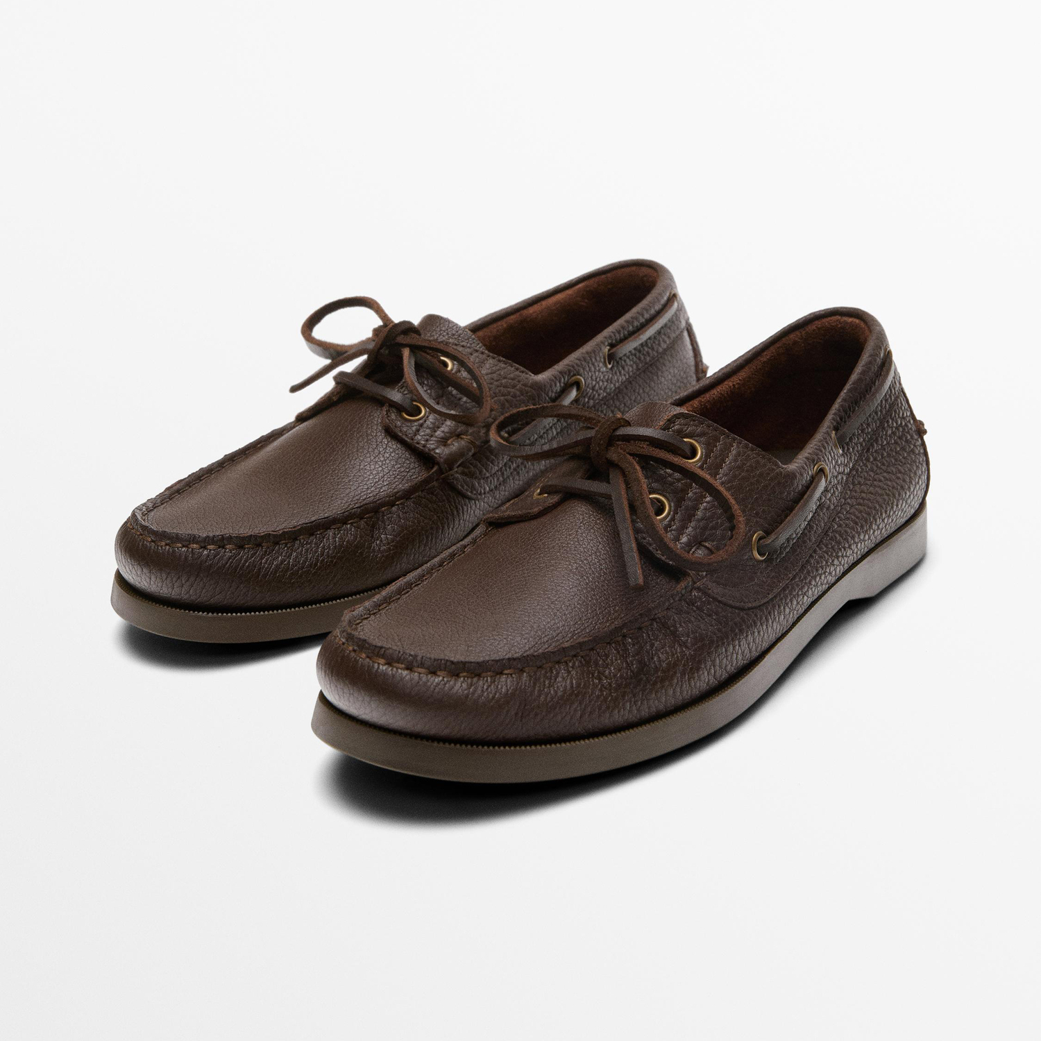 Мокасины Massimo Dutti Leather, коричневый