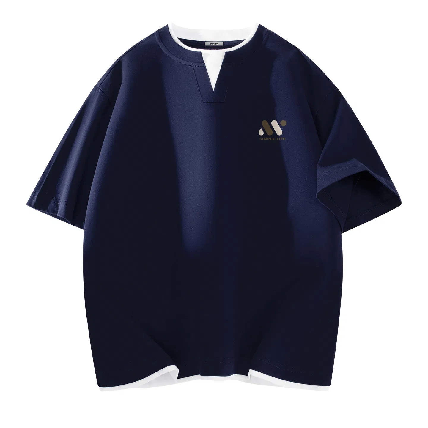 Детская футболка с принтом Mock Two Piece MINISO, Navy Blue
