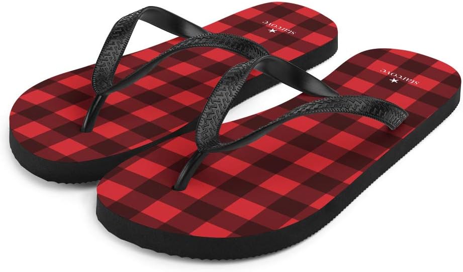

Вьетнамки с узором красная клетка «буффало», шлепанцы с клетчатым квадратным узором для женщин и мужчин, пляжная обувь Starcove