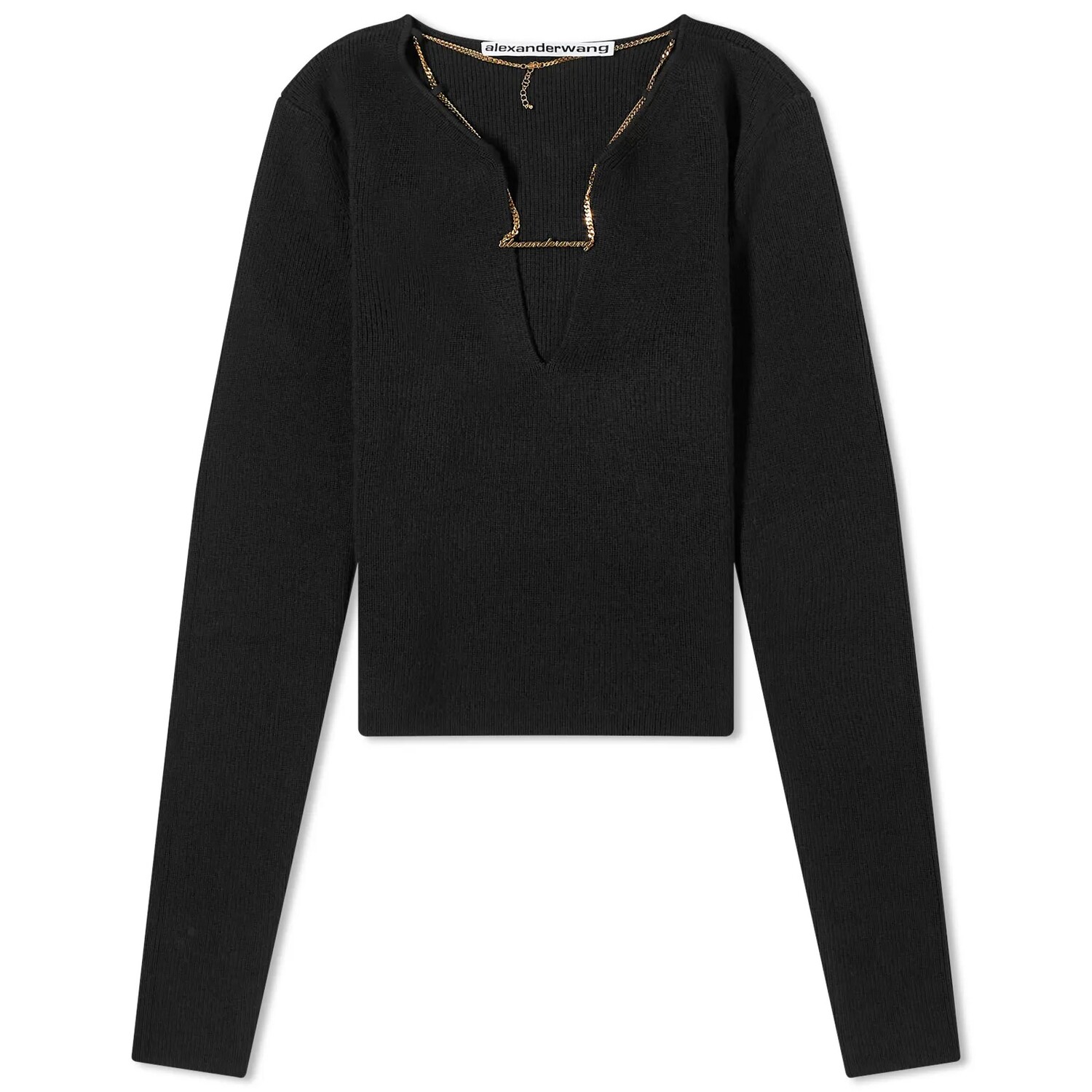 

Топ Alexander Wang V-Neck Logo Necklace, черный