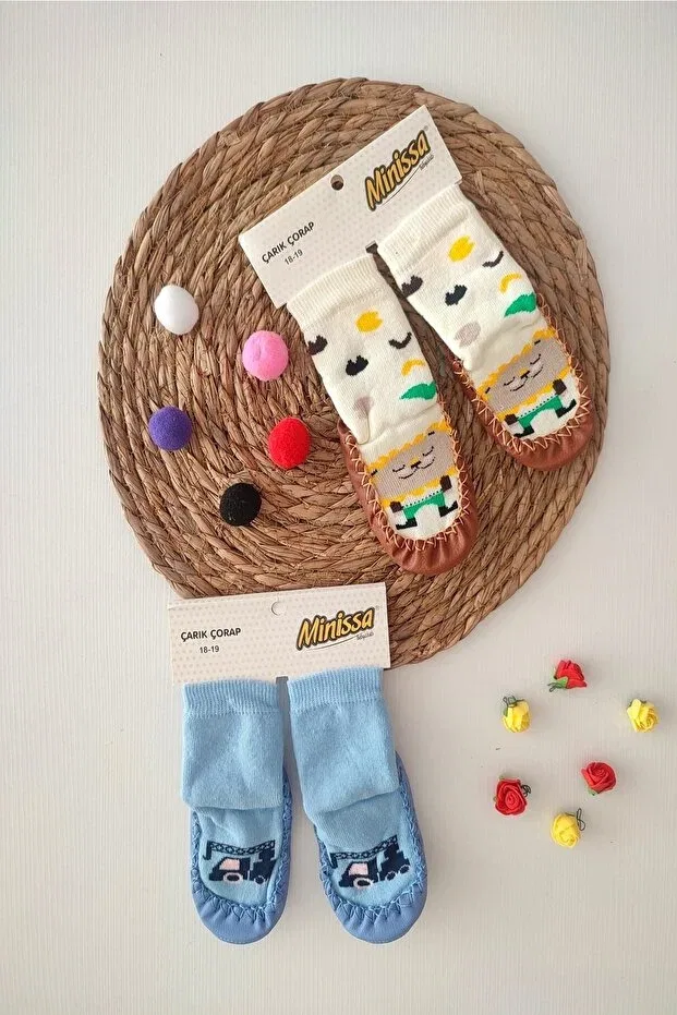 Детские носки для девочек хлопковые Nazli baby baby 2 pieces sandal socks Dubi Baby, Multicolor