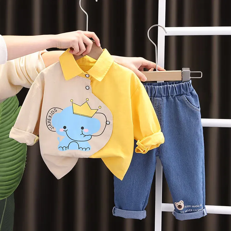 Комплект штанов для мальчиков с длинным рукавом 2 шт 2-5 лет Chicpoint, желтый