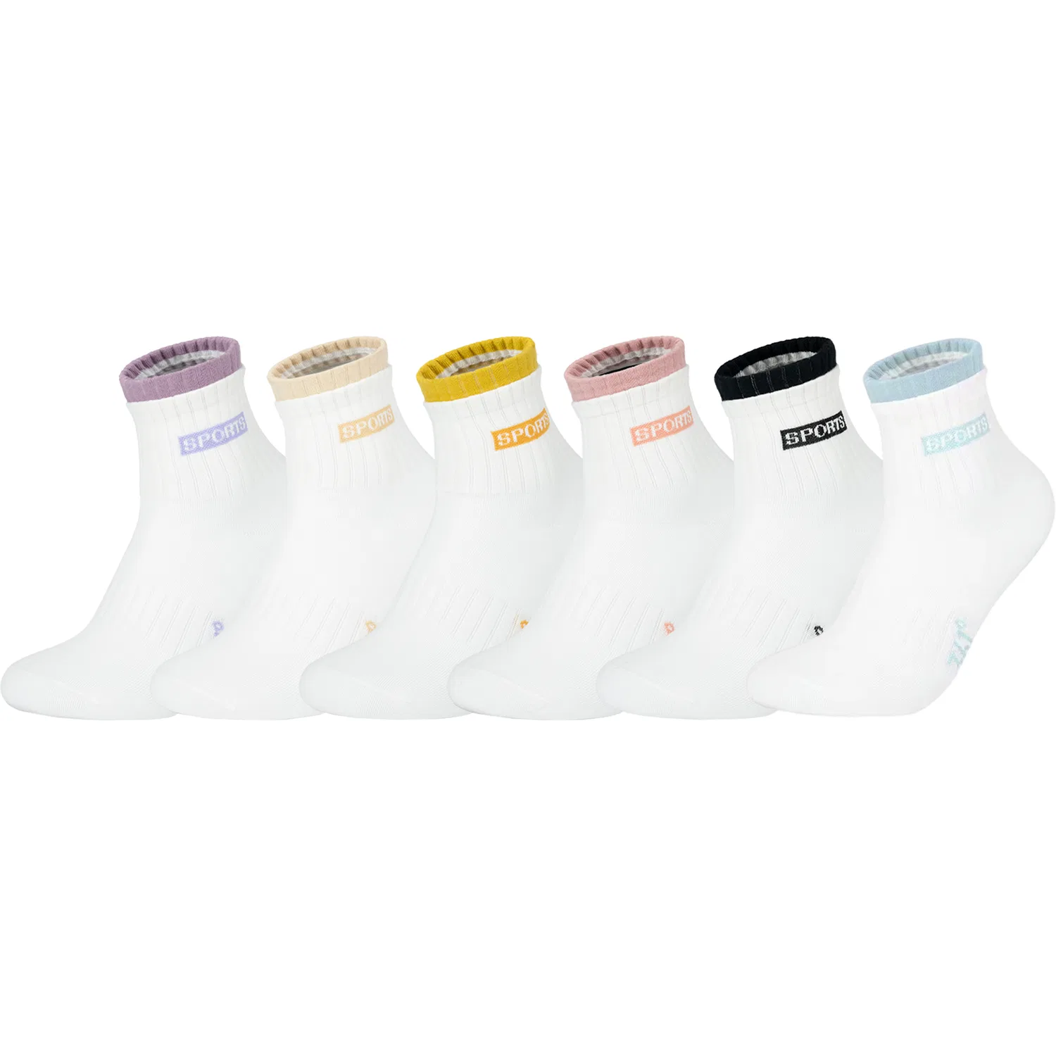 Детские носки 361° с принтом, набор из 6 пар, Purple/Khaki/Yellow/Pink/Black/Blue