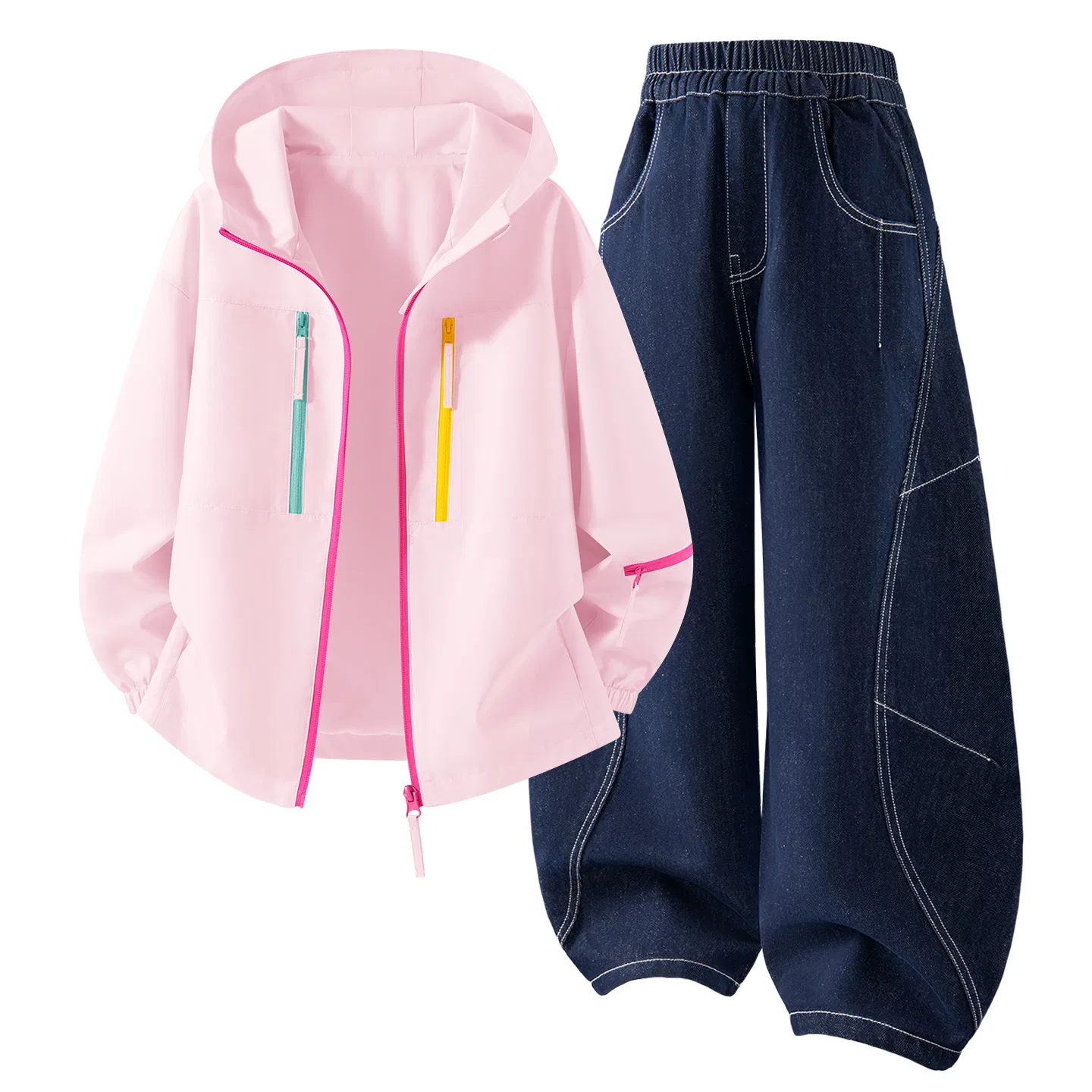 Детский спортивный комплект с капюшоном, ветрозащитный, Disney, Sweet Pink/Denim Dark Blue