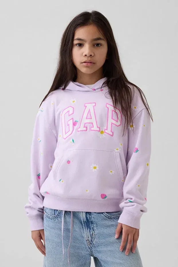 Детское для девочек свитшот свободного кроя с капюшоном Gap, Purple